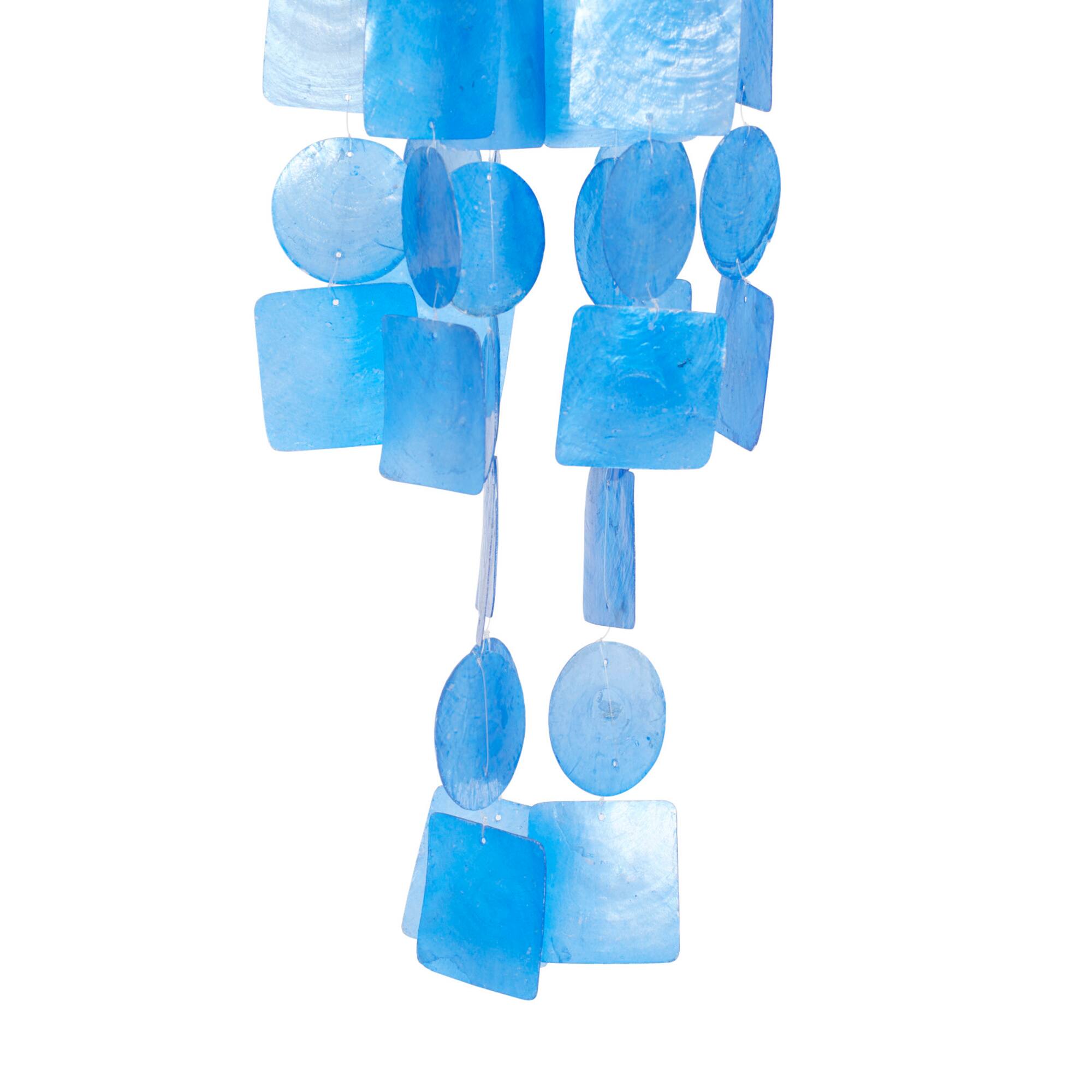 Blue Capiz shell Coastal Windchime, 26", 6"